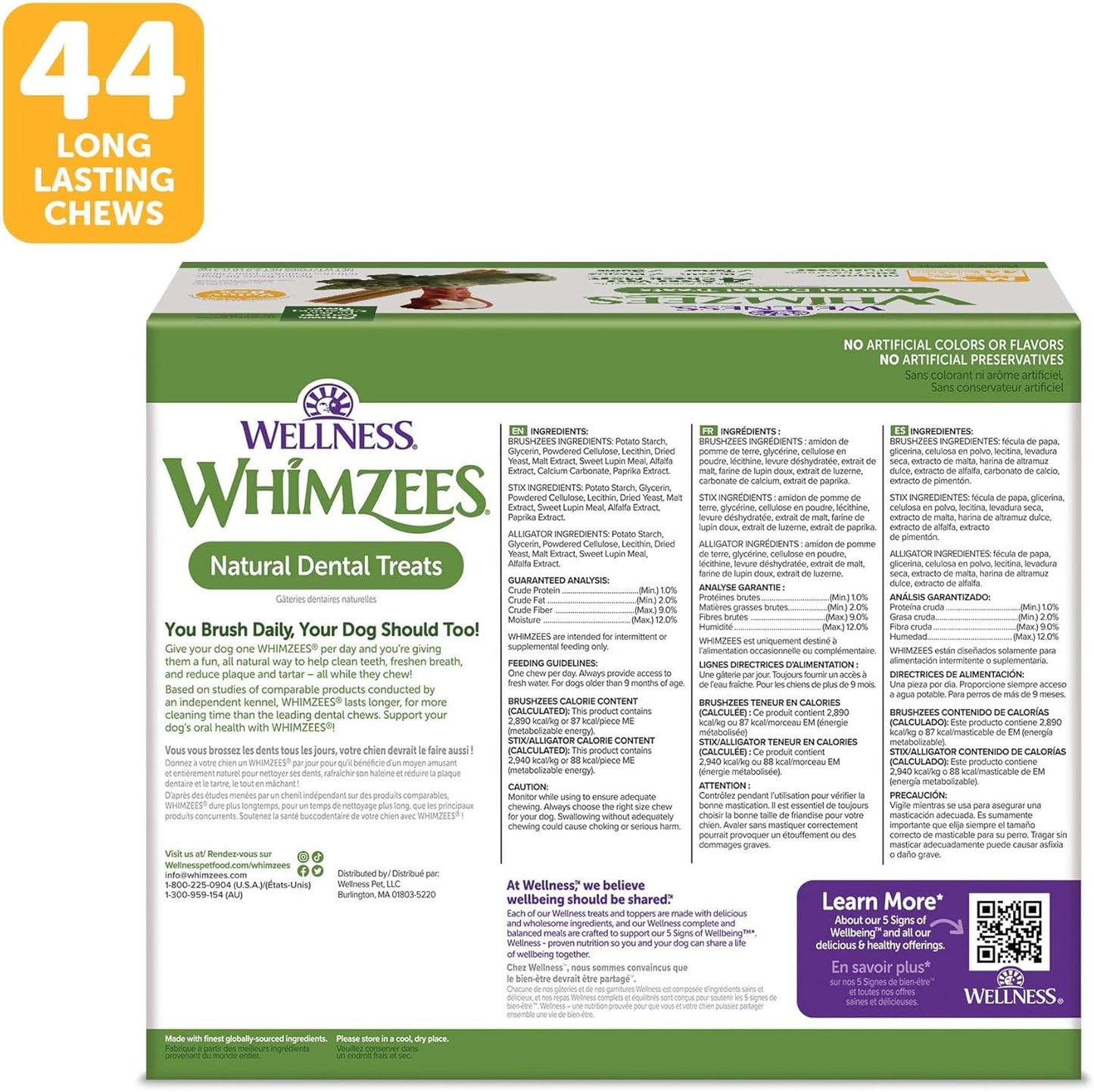Wellness Value Box Dog Dental Treats, Natural Chews, Medium Size (44 Count)