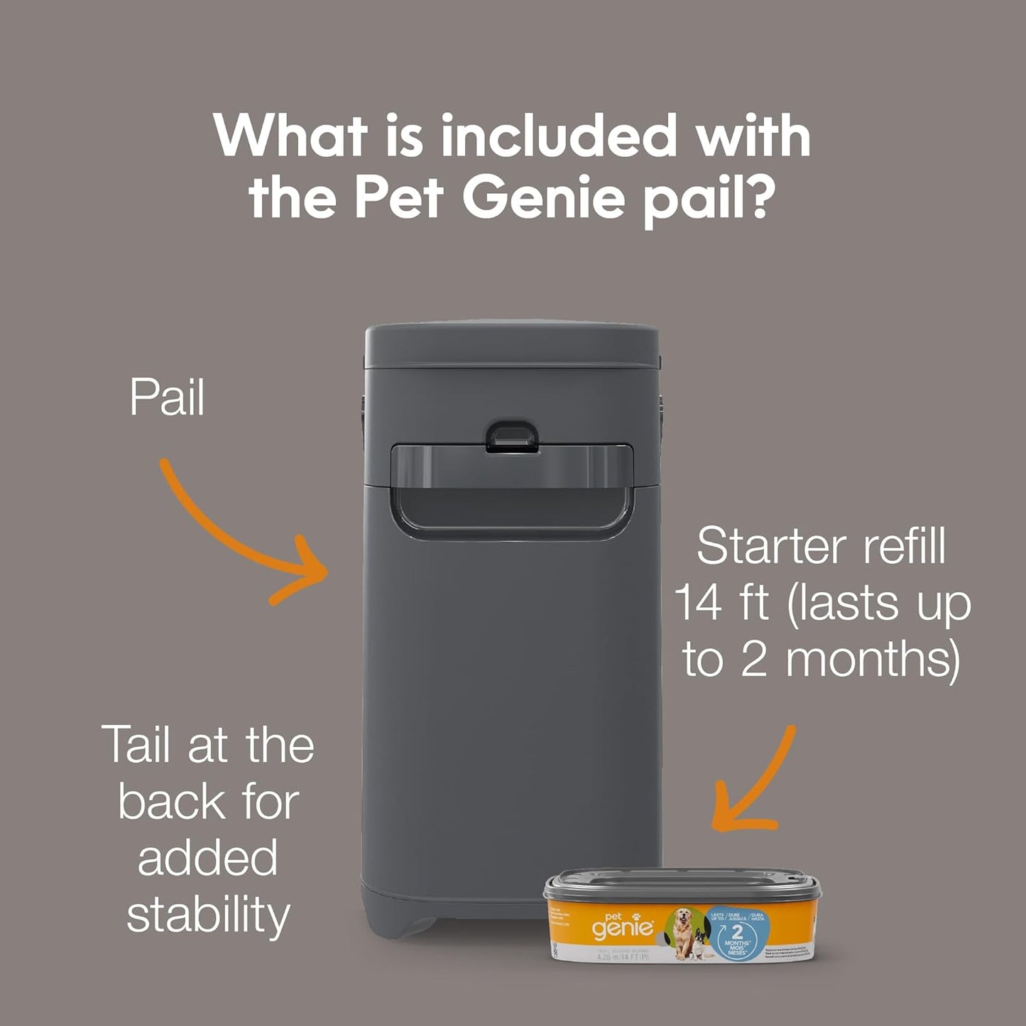 Pail | Dog Waste Disposal System for Outdoor and Indoor Odor Control | Dog Poop Trash Can | Includes 1 Square Refill Bag That Lasts up to 2 Months