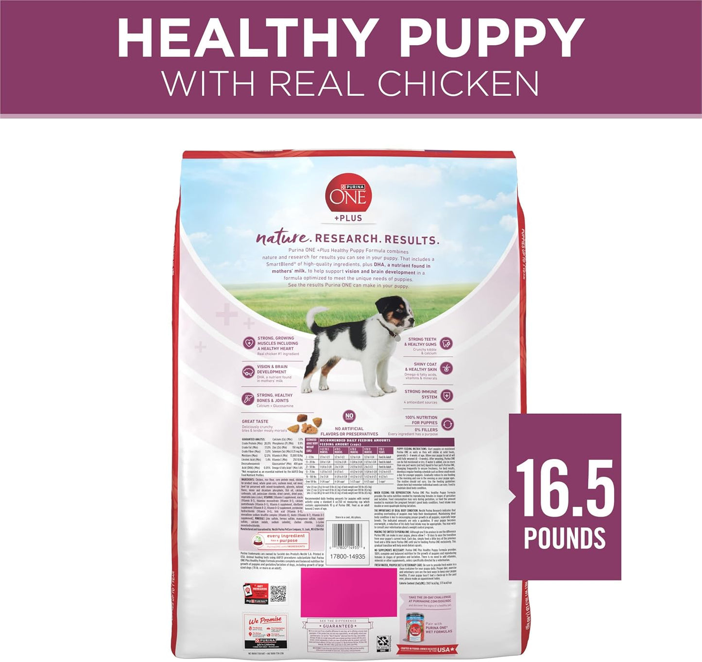 plus Healthy Puppy Formula High Protein Natural Dry Puppy Food with Added Vitamins, Minerals and Nutrients - 16.5 Lb. Bag