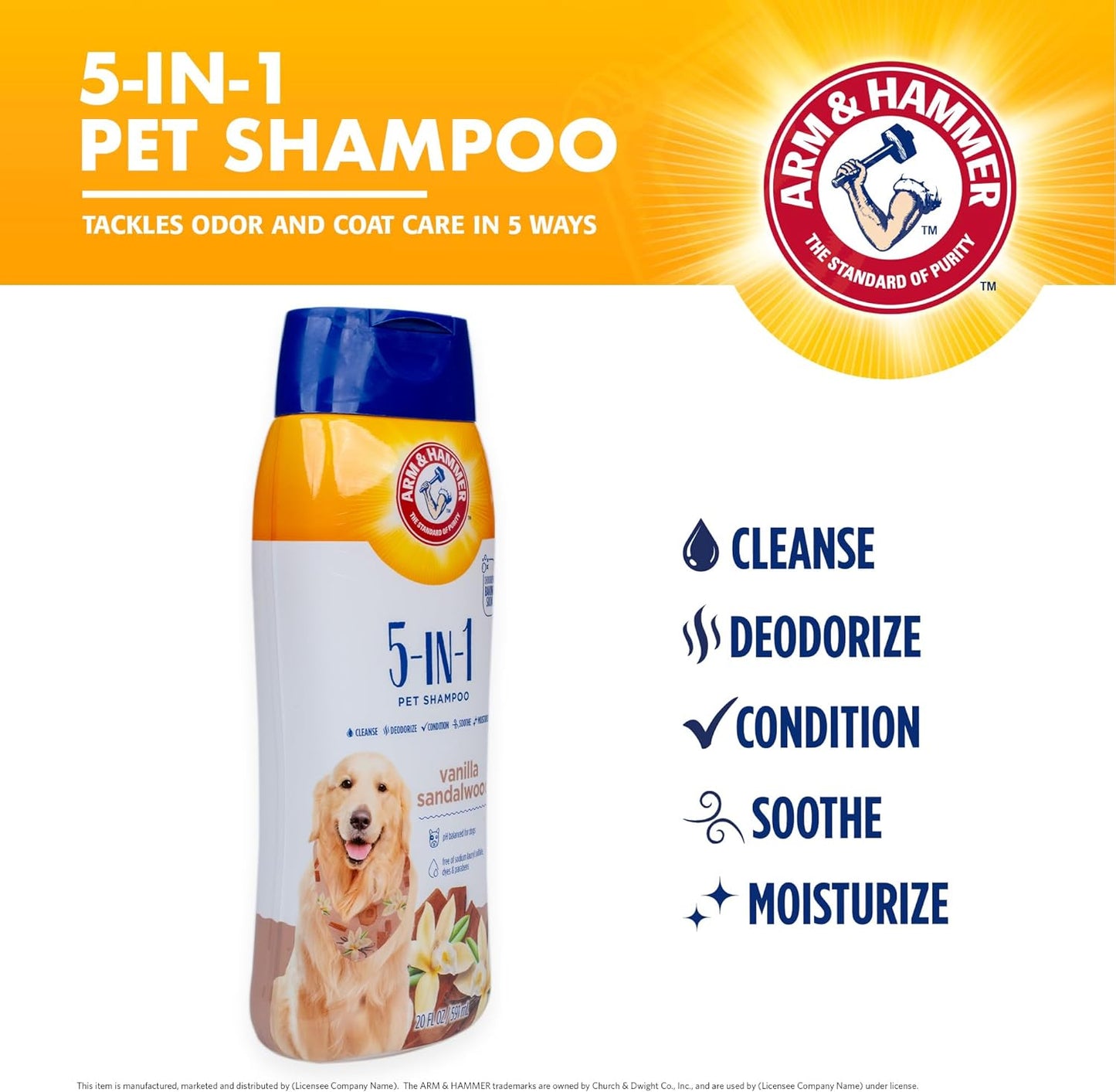 for Pets 5-In-1 Pet Shampoo with Conditioner, Vanilla Sandalwood Scent - Deodorizing, Skin Soothing, and Moisturizing Ingredients, Dog Oatmeal Shampoo with Aloe and Shea Butter, 20 Fl Oz