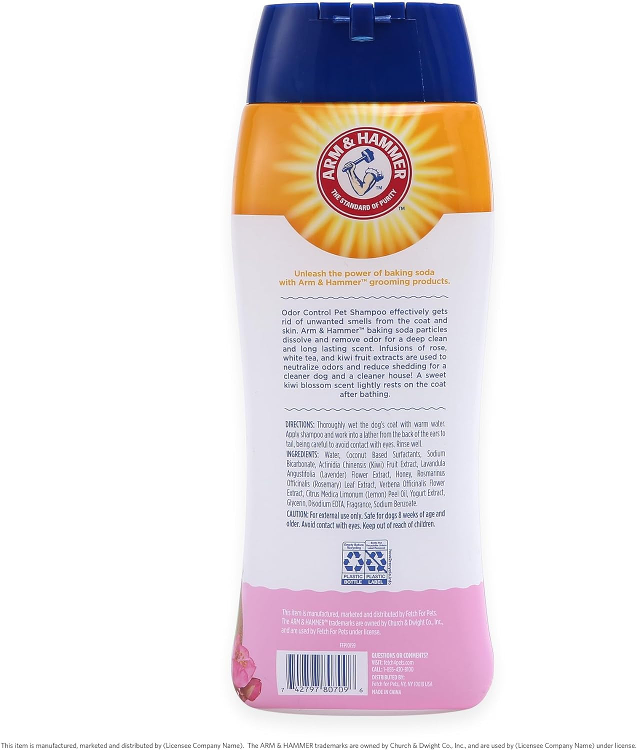 Deodorizing Dog Shampoo for Smelly Dogs & Puppies with Baking Soda, Moisturizing Dog Shampoo for Sensitive Skin - Dog Odor Shampoo - Kiwi Blossom Scent, 20 Fl Oz