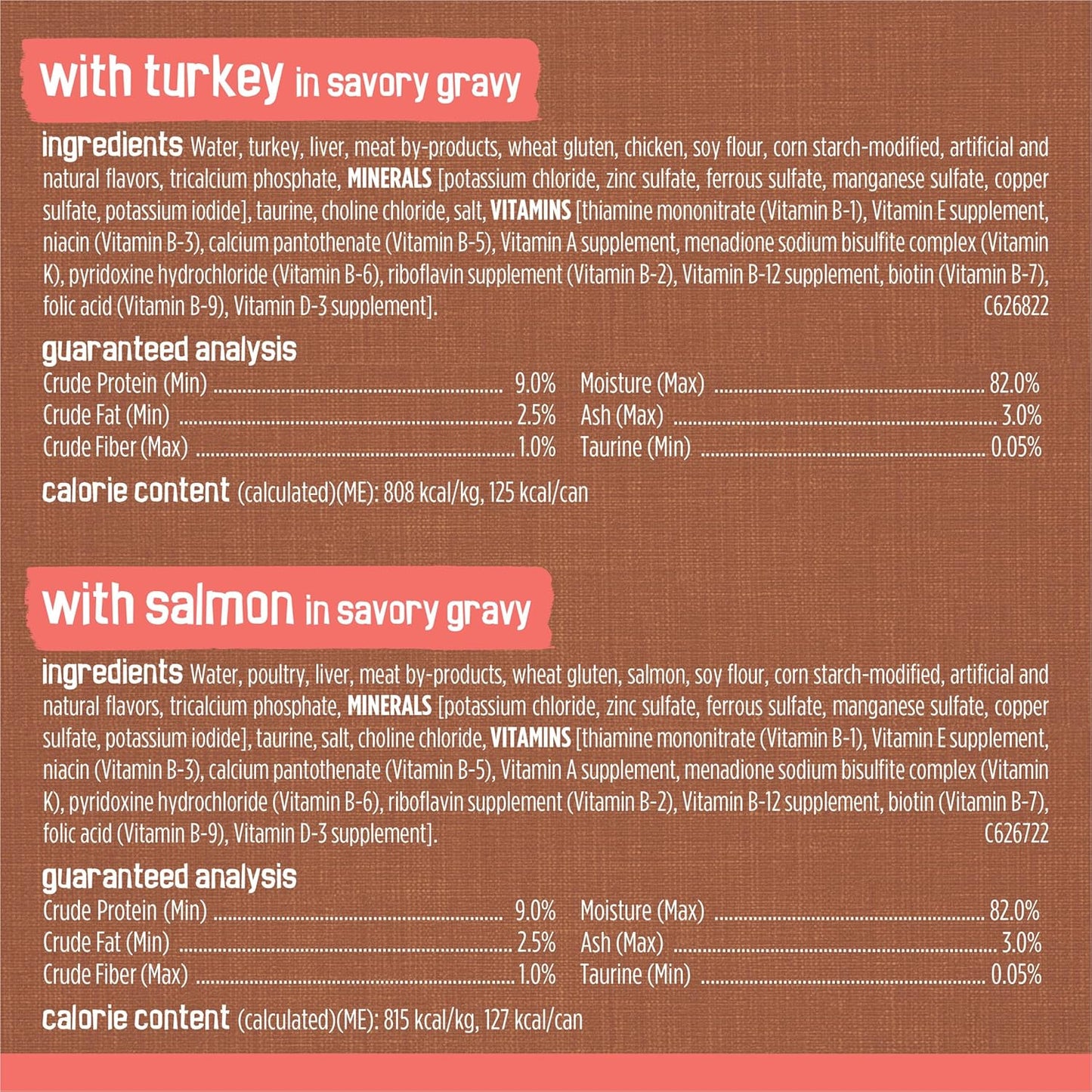 Purina Extra Gravy Wet Cat Food Chunky 24Ct Variety Pack (With Chicken, Turkey, Salmon, Beef) - (Pack of 24) 5.5 Oz. Cans