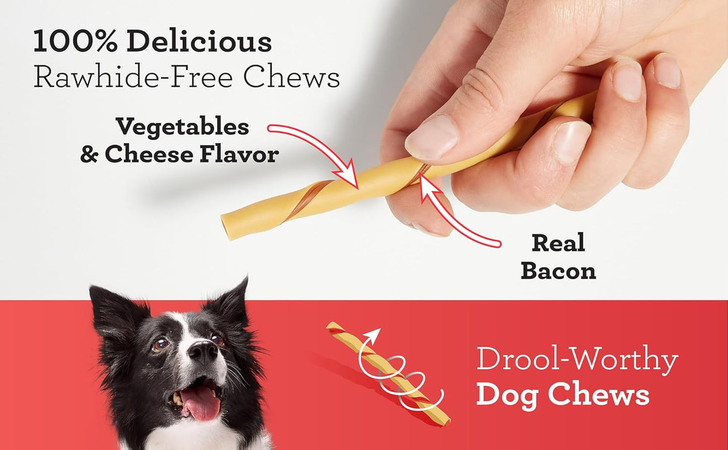 Twist Sticks, Made with Real Bacon and Cheese Flavor, Rawhide-Free Chews for Dogs, 50 Count