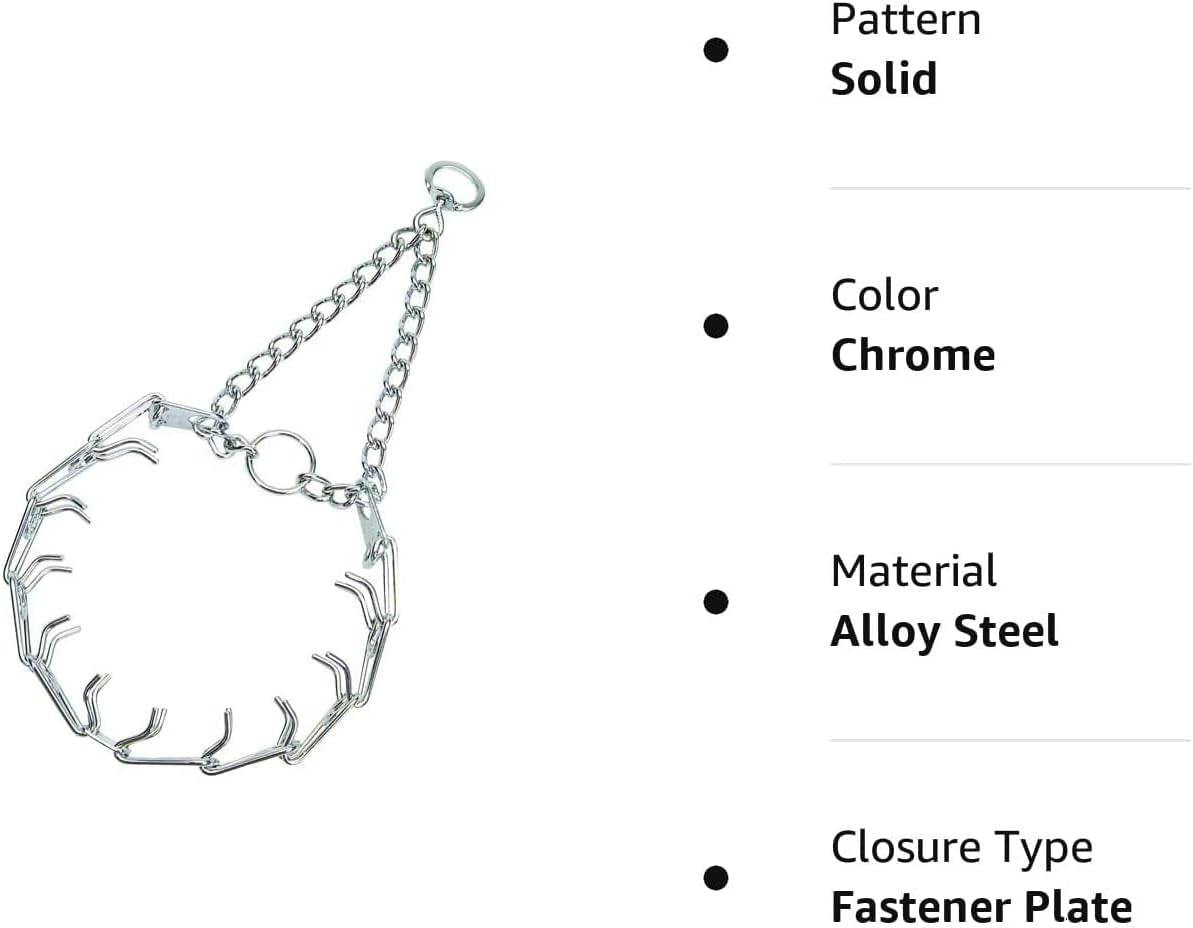 Ultra-Plus Prong Dog Training Collar, 2.25 Mm X 13" Neck Size, 2.25 Mm, Steel Chrome Plated Dog Prong Collar, Pinch Collar for Dogs, Dog Correction Collar