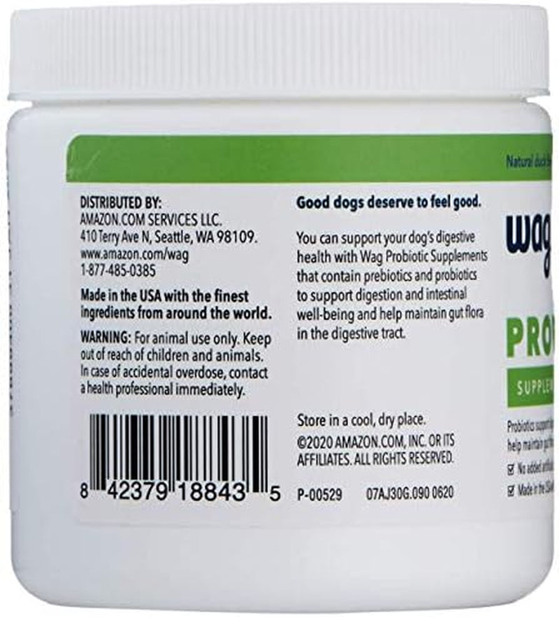 Amazon Brand - Probiotic Supplement Daily Chews for Dogs, Supports Digestion and Gut Health, Natural Duck Flavor, 90 Count