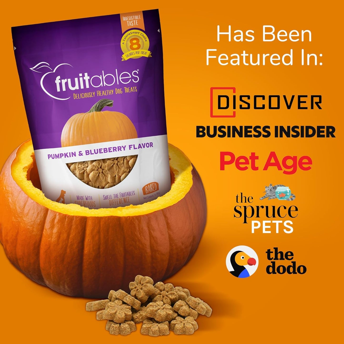 Baked Dog Treats, Healthy Pumpkin Treat for Dogs, Low Calorie & Delicious, Free of Wheat, Corn and Soy, Made in the USA, Apple and Crispy Bacon Flavor, 12Oz