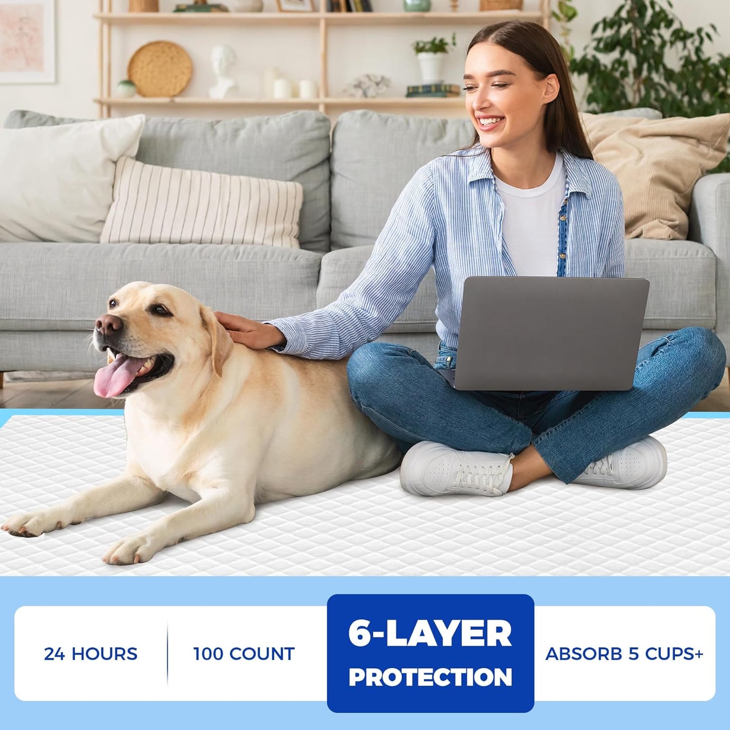 Dog Pee Pads Extra Large 28"X34" - 100 Pack Super Absorbent Xlarge Puppy Pads 100 Count Leak-Proof Disposable XL Pet Potty Training Pads for Dogs, Puppies, Doggy