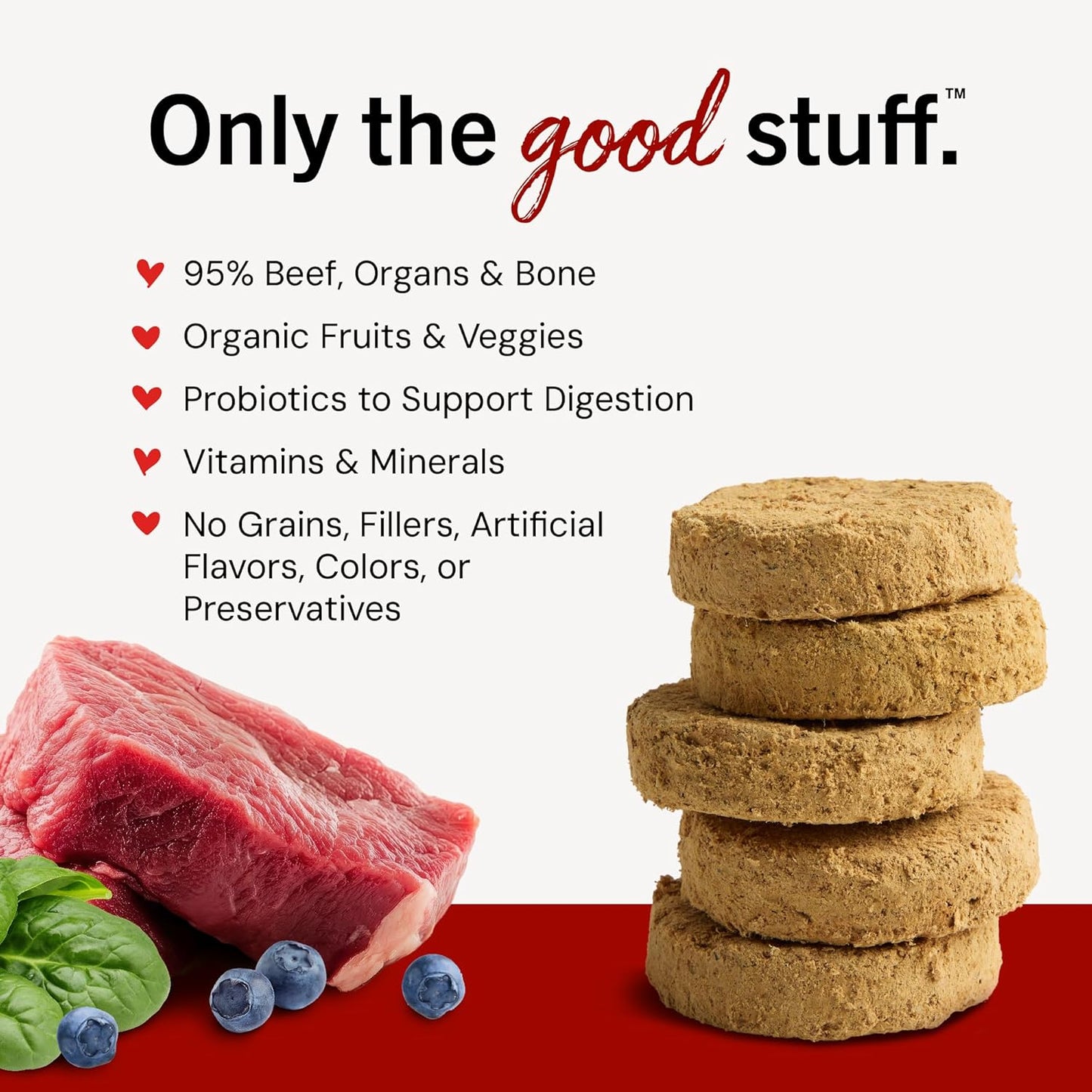 Freeze-Dried Raw Dinner Patties - Beef Recipe - High Protein Grain-Free Puppy & Dog Food - Perfect for Picky Eaters - 25 Oz