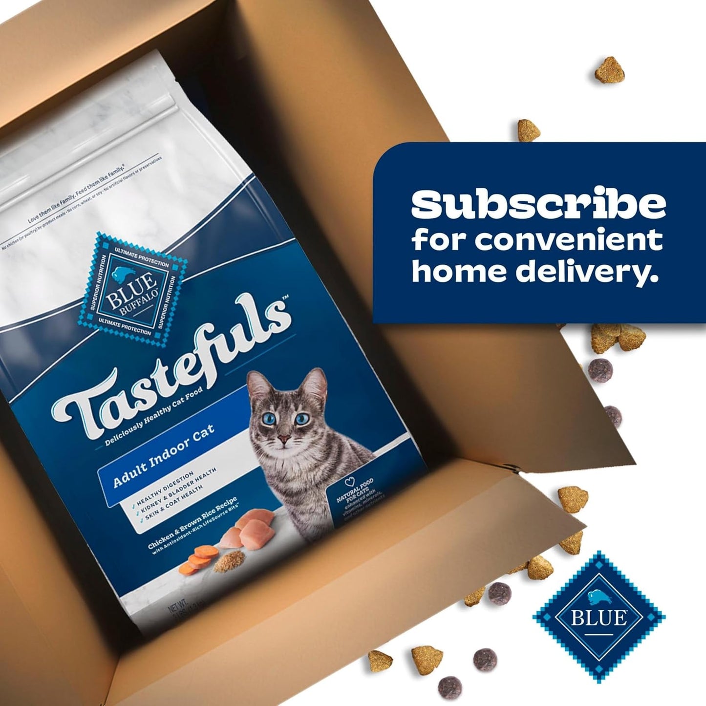 Tastefuls Natural Dry Food for Adult Indoor Cats, Chicken & Brown Rice Recipe, 15-Lb. Bag