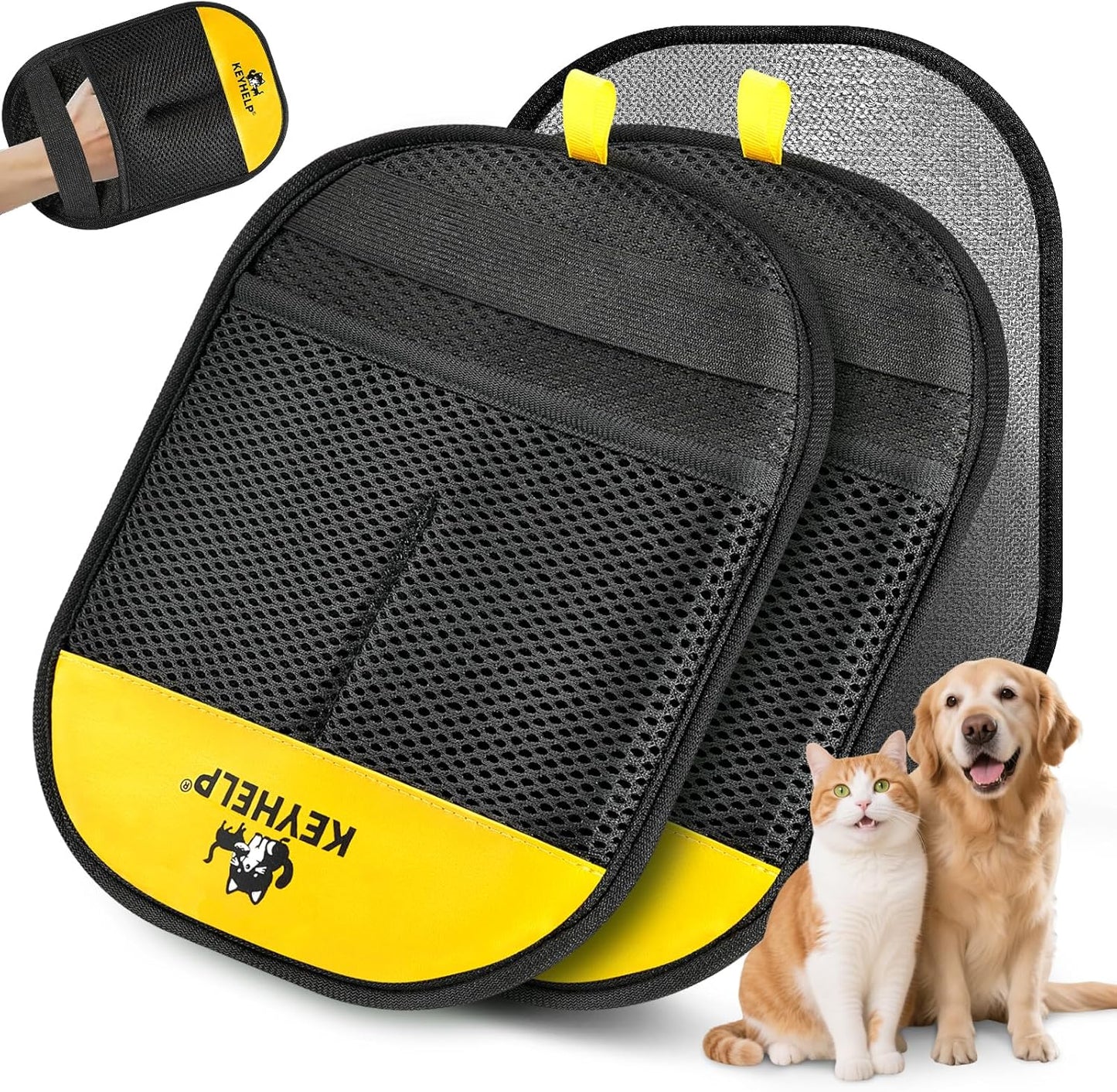 2Pcs Pet Hair Removal Glove for Dogs & Cats, Newly Upgraded Reusable Electrostatic Pet Hair Gloves, Pet Hair Remover Tool for Clothing, Couch, Carpet, Car Seat