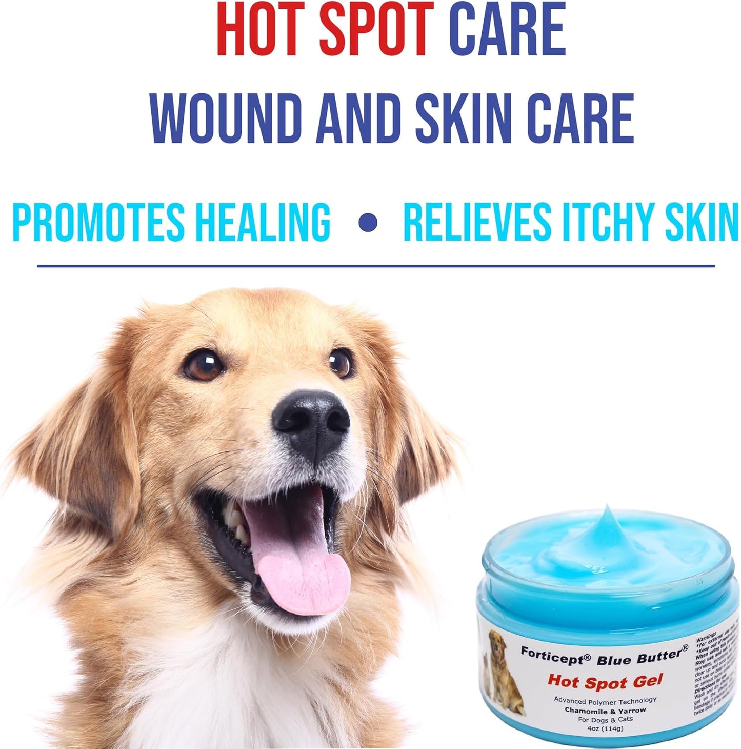 Blue Butter – Hot Spot Treatment for Dogs Cats | Dog Cat Wound Care | Skin Yeast Infections, Ringworm, Cuts, Rashes, First Aid Veterinary Strength anti Itch Cream 4Oz