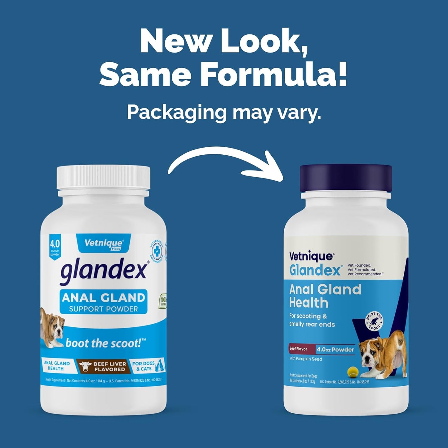 Glandex Dog Fiber Supplement Powder for Anal Glands with Pumpkin, Digestive Enzymes & Probiotics - Vet Recommended (Regular or Advanced Strength) - Boot the Scoot (4.0Oz Powder, Beef Liver)