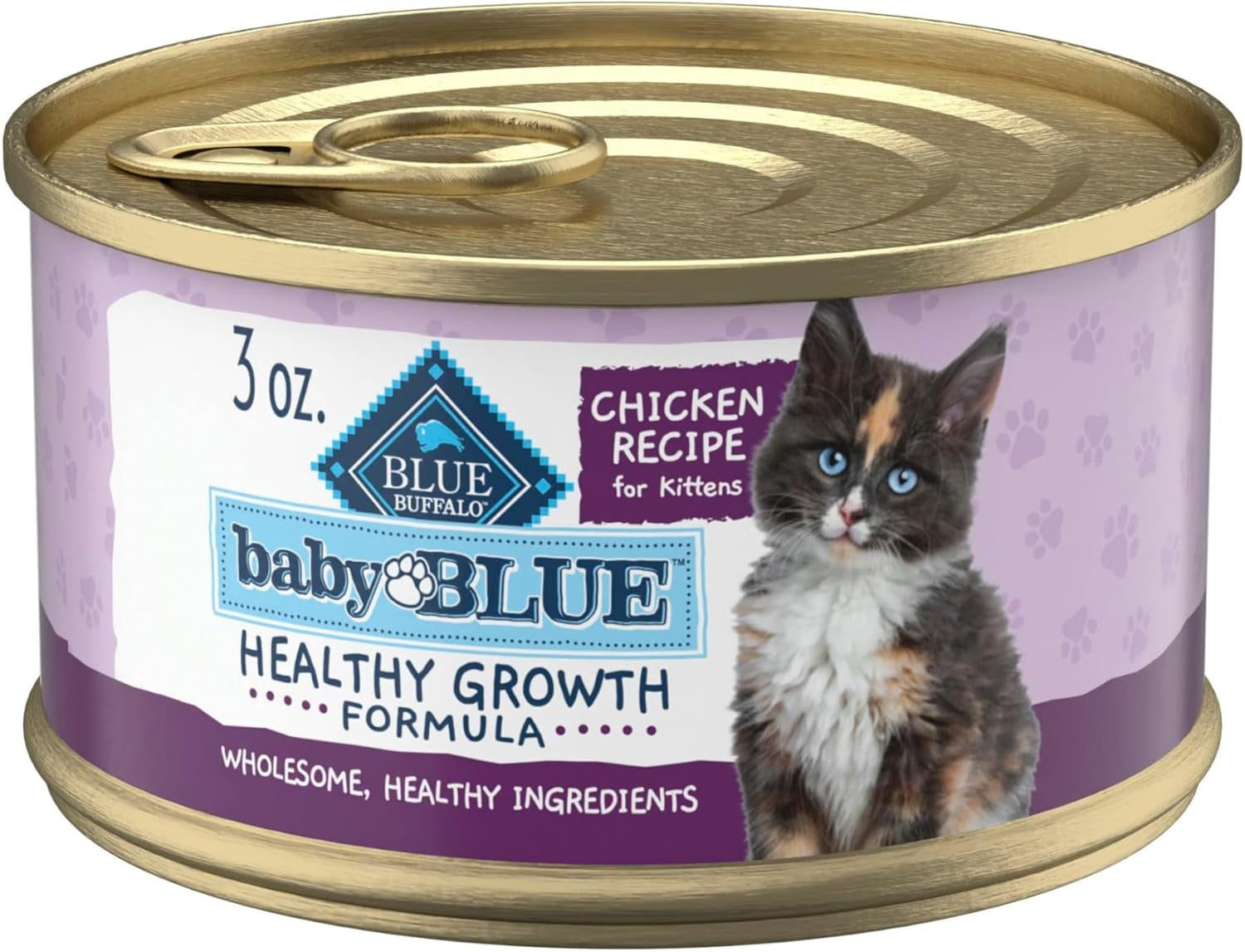 Baby BLUE Natural Kitten Wet Cat Food, Healthy Growth Formula with DHA, Chicken Recipe Multi-Pack, 3-Oz Cans (24 Count)