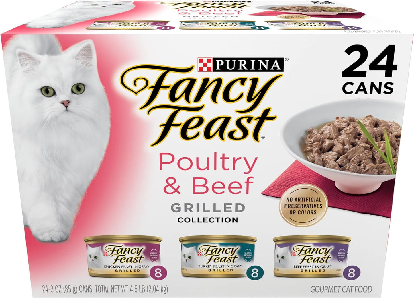 Purina Grilled Wet Cat Food Poultry and Beef Collection Wet Cat Food Variety Pack - (Pack of 24) 3 Oz. Cans