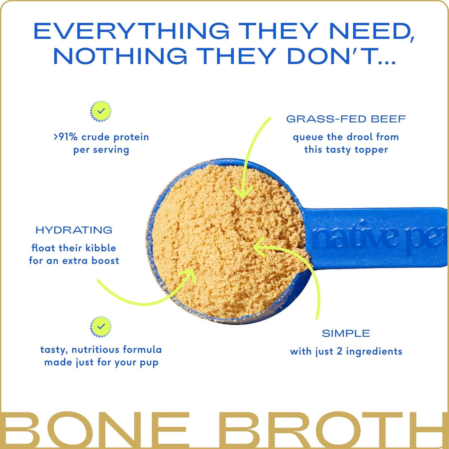 Bone Broth for Dogs - Made with Real Beef Bone Broth, Dog Food Toppers for Picky Eaters - Provides Extra Hydration & Nutrition for Joint Strength, Immunity & Heart Health-48 Scoops