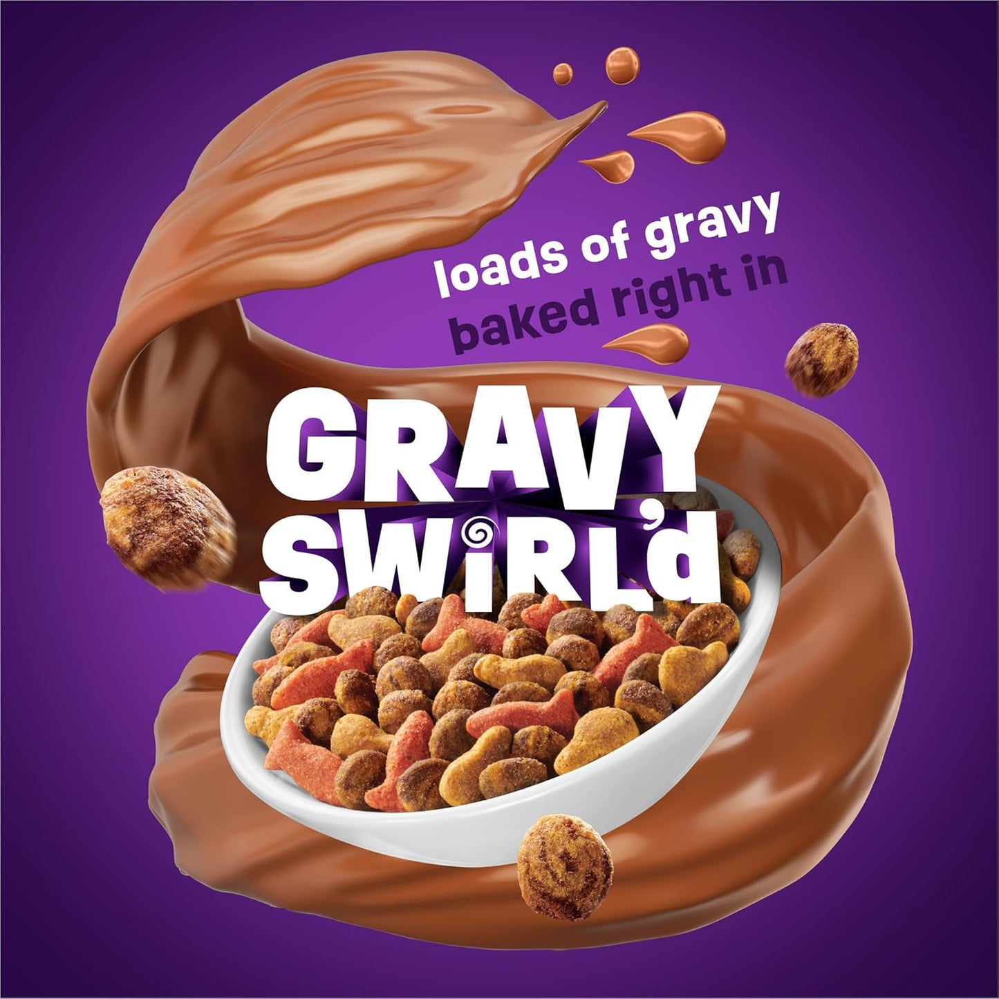 Purina Dry Cat Food Gravy Swirl'D with Flavors of Chicken, Salmon and Gravy - 22 Lb. Bag