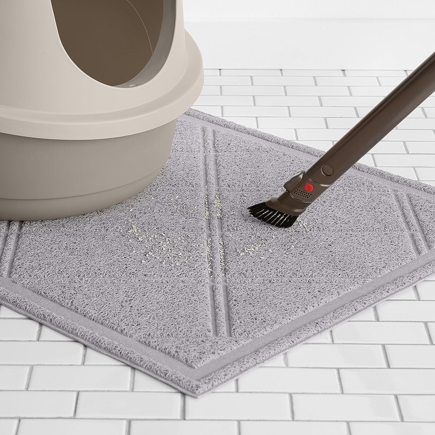Less-Mess Cat Litter Box Mat, Unscented, 24" X 35", Grey