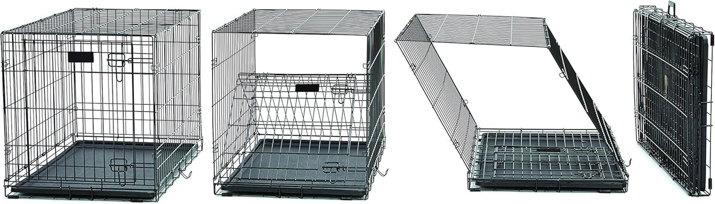 36-Inch Icrate Folding Dog Crate with Divider Panel, Leak-Proof Tray & Secure Latches – Metal Wire Kennel for Medium Large Breeds – Portable, Durable & Easy to Assemble