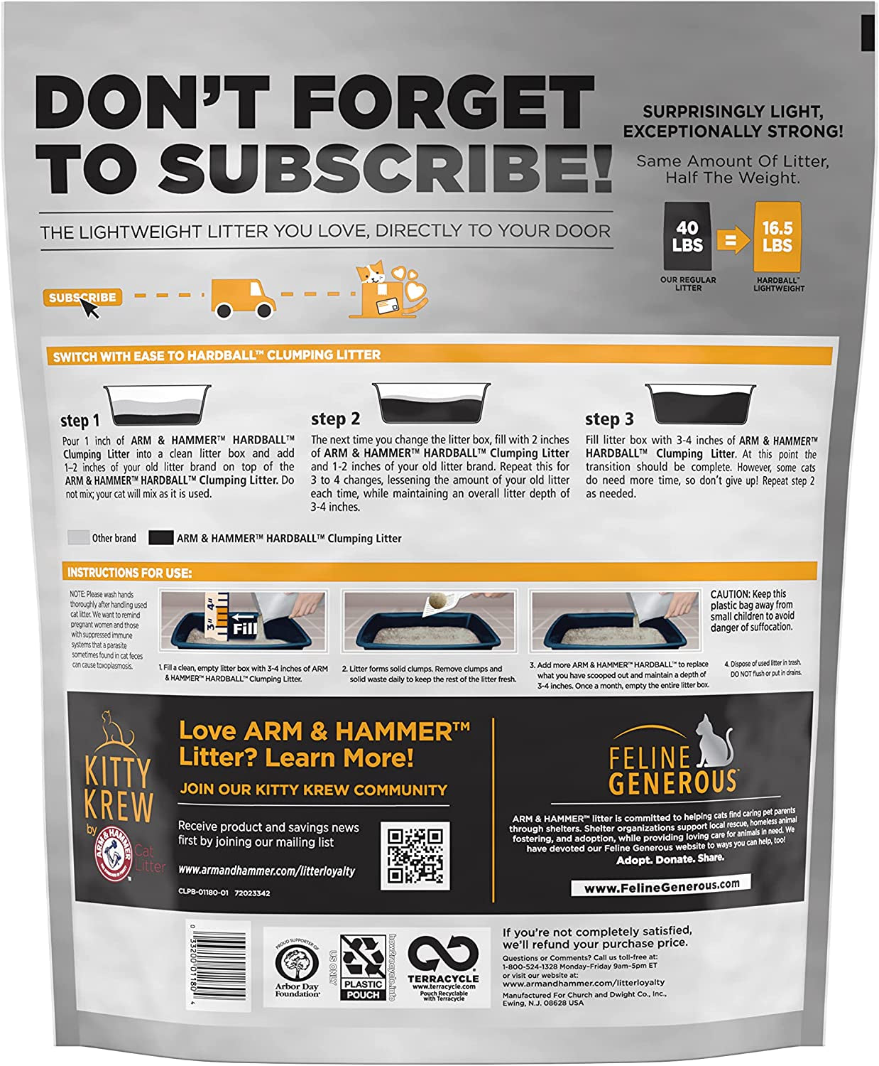 Hardball Lightweight Platinum Multi-Cat Clumping Cat Litter Odor Control, Easy No-Mess Scooping, Garden Bloom Scent, 16.5 Lbs.