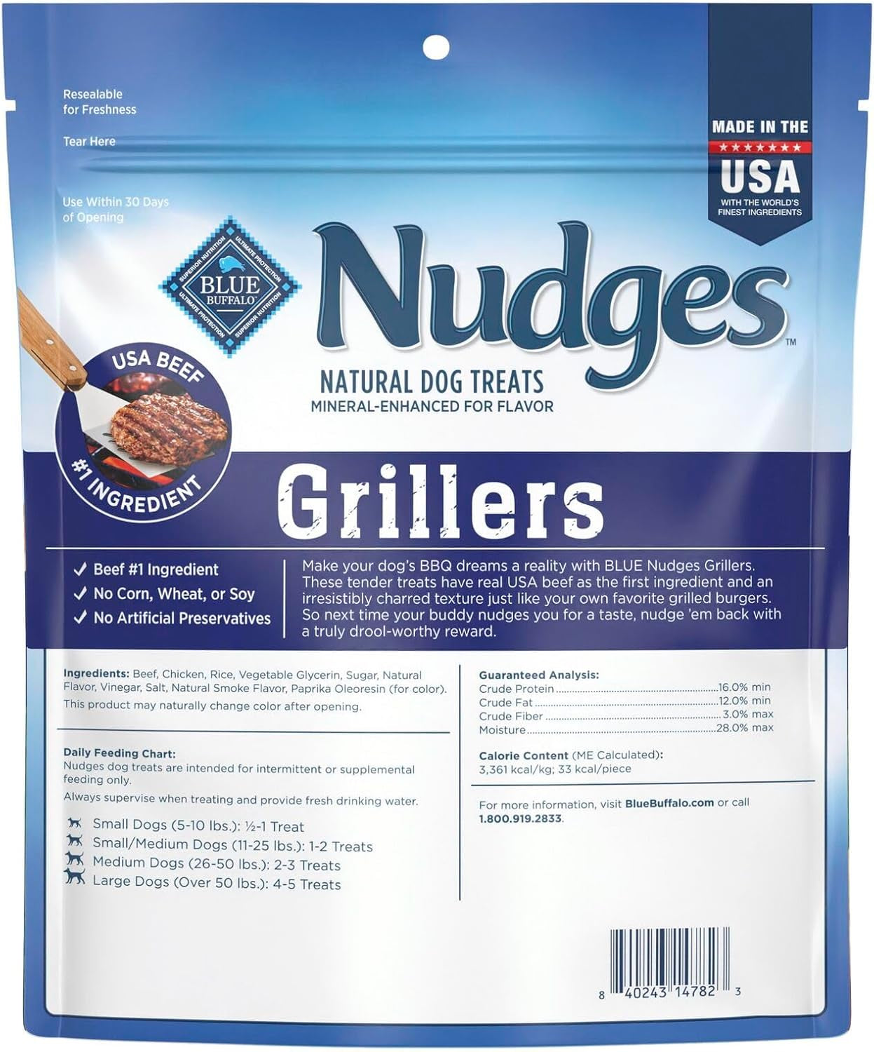 Nudges Grillers Natural Dog Treats, Beef, 16Oz