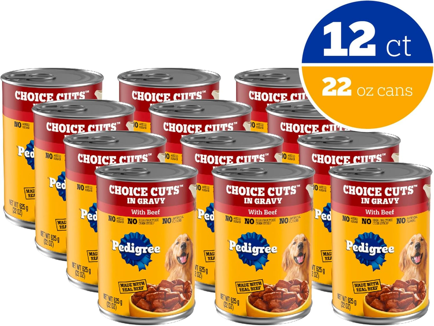 Choice Cuts in Gravy Adult Canned Soft Wet Dog Food with Beef, 22 Oz. Cans (12 Count, Pack of 1)
