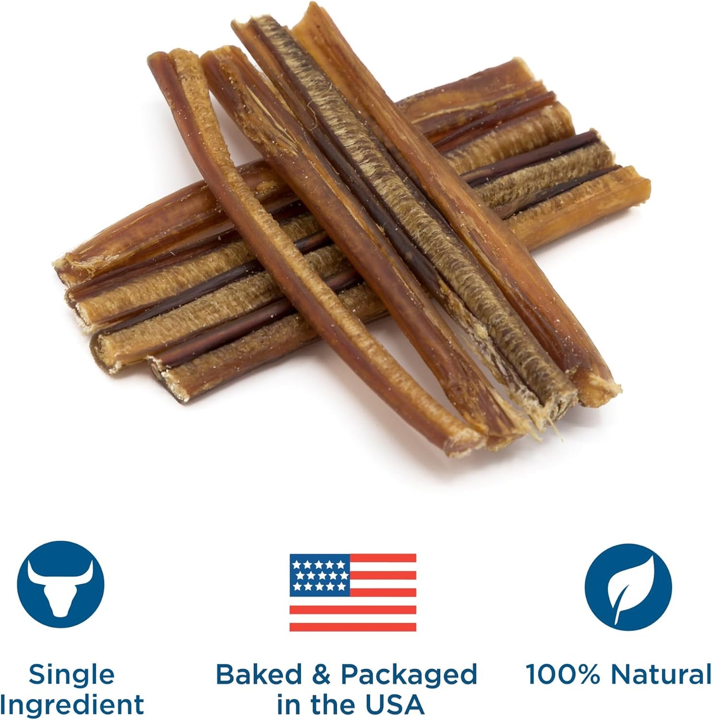6 Inch Bully Sticks - 8 Oz (Pack of 1) - Natural Grass-Fed, Grain and Rawhide Free, Great for Medium or Large Pets