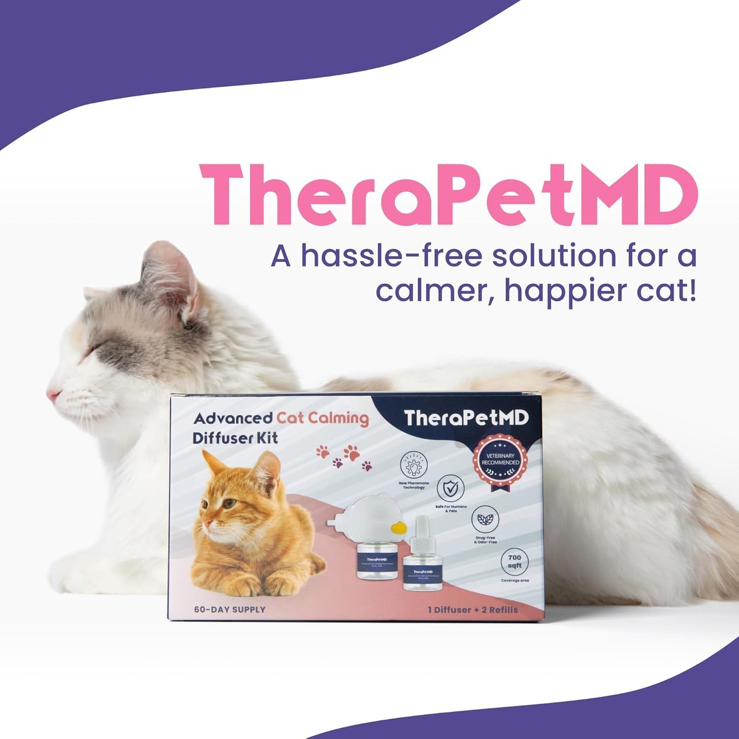 - Cat Calming Diffuser Pheromone Kit - Multi Cat Anxiety Relief Stress Reduction Plugin 700 Sq Ft Coverage Vet Recommended.