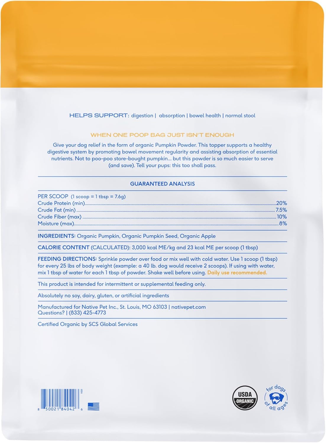 Pumpkin for Dogs - Organic Powder Pumpkin Puree Dog Food Toppers-Rich in Fiber Supplement Powder Helps with Digestion, Nutrient Absorption, Diarrhea, Constipation & Upset Stomach-120 Scoops