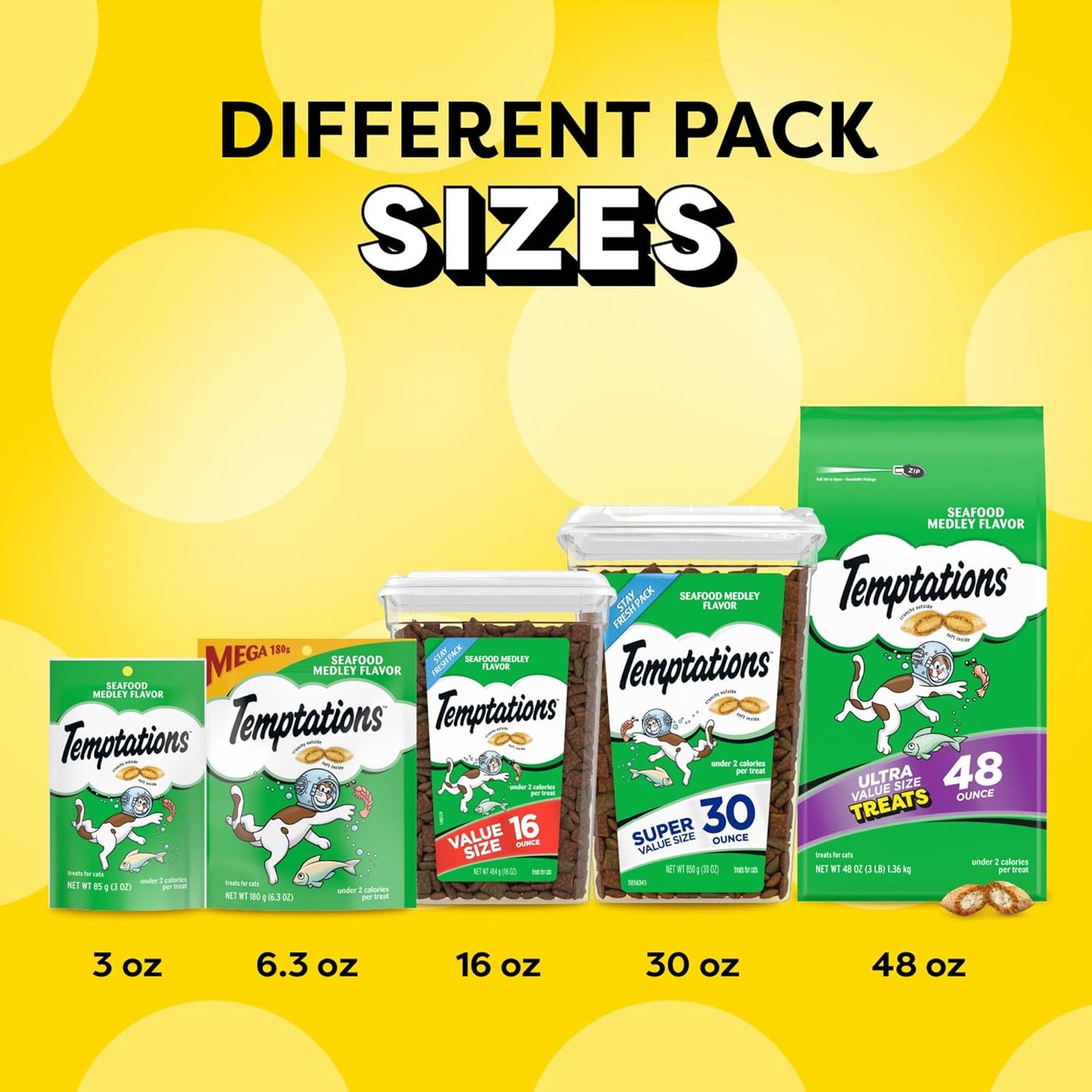 Classic Crunchy and Soft Cat Treats, Seafood Medley Flavor, 48 Oz. Pouch