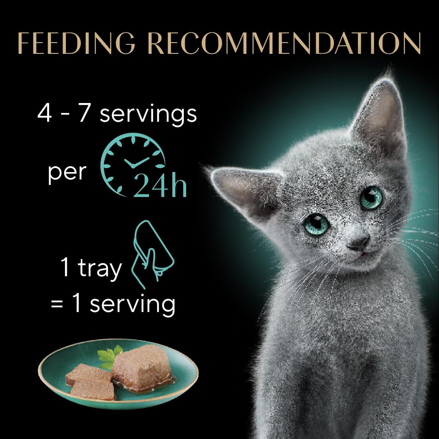 Perfect Portions Kitten Wet Cat Food Pate Chicken Entree, Salmon Entree, and Turkey Entree, 2.6 Oz. Twin-Pack Trays (24 Count, 48 Servings)