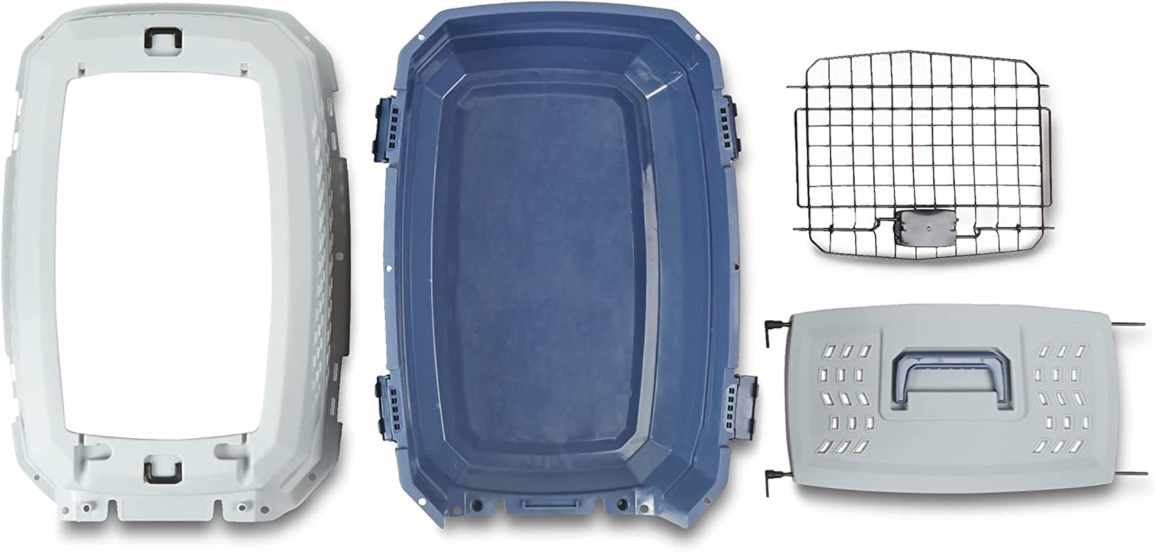 2-Door Top-Load Hard-Sided Dogs, Cats Pet Travel Carrier, Gray & Blue, 22.8"L X 15.0"W X 13.0"H