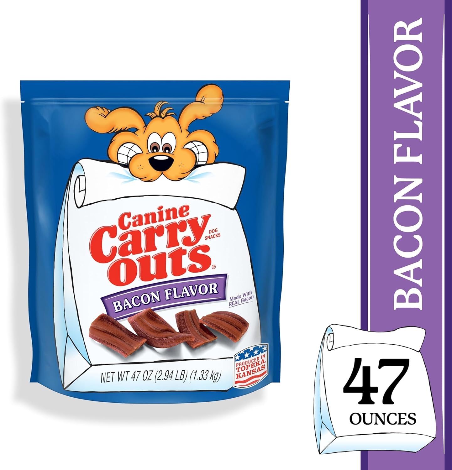 Dog Treats, Bacon Flavor, 47 Ounce, Made with Real Bacon