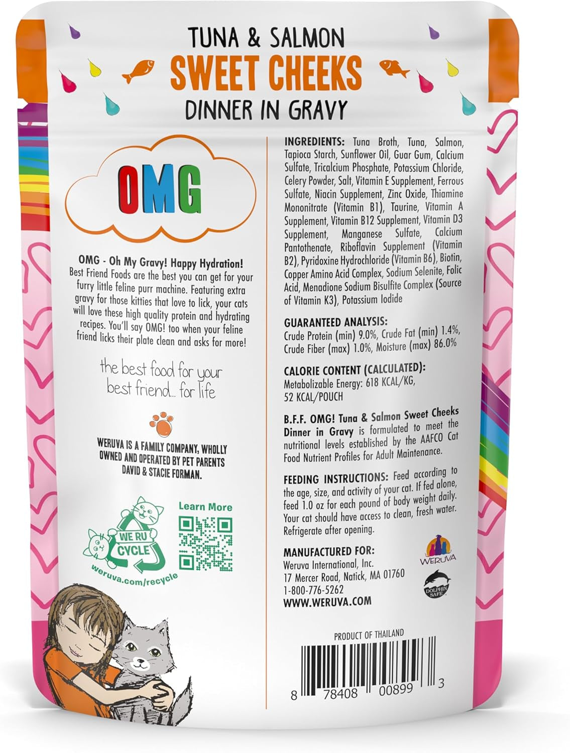 B.F.F. OMG - Best Feline Friend Oh My Gravy!, Tuna & Salmon Sweet Cheeks with Tuna & Salmon in Gravy Cat Food, 3Oz Pouch (Pack of 12)