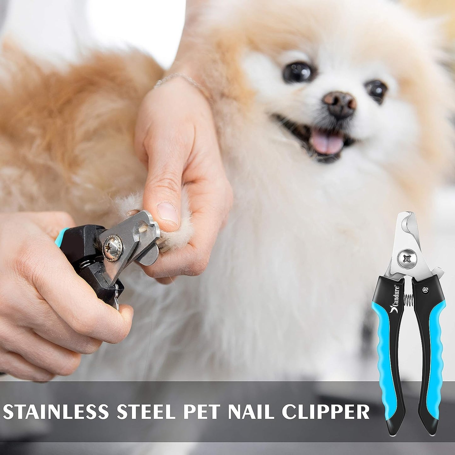 Dog Nail Clippers and Trimmer with Safety Guard to Avoid Over-Cutting Toe Nails Professional Grooming Pet Nail Clipper with Nail File for Small Medium-Large Breeds