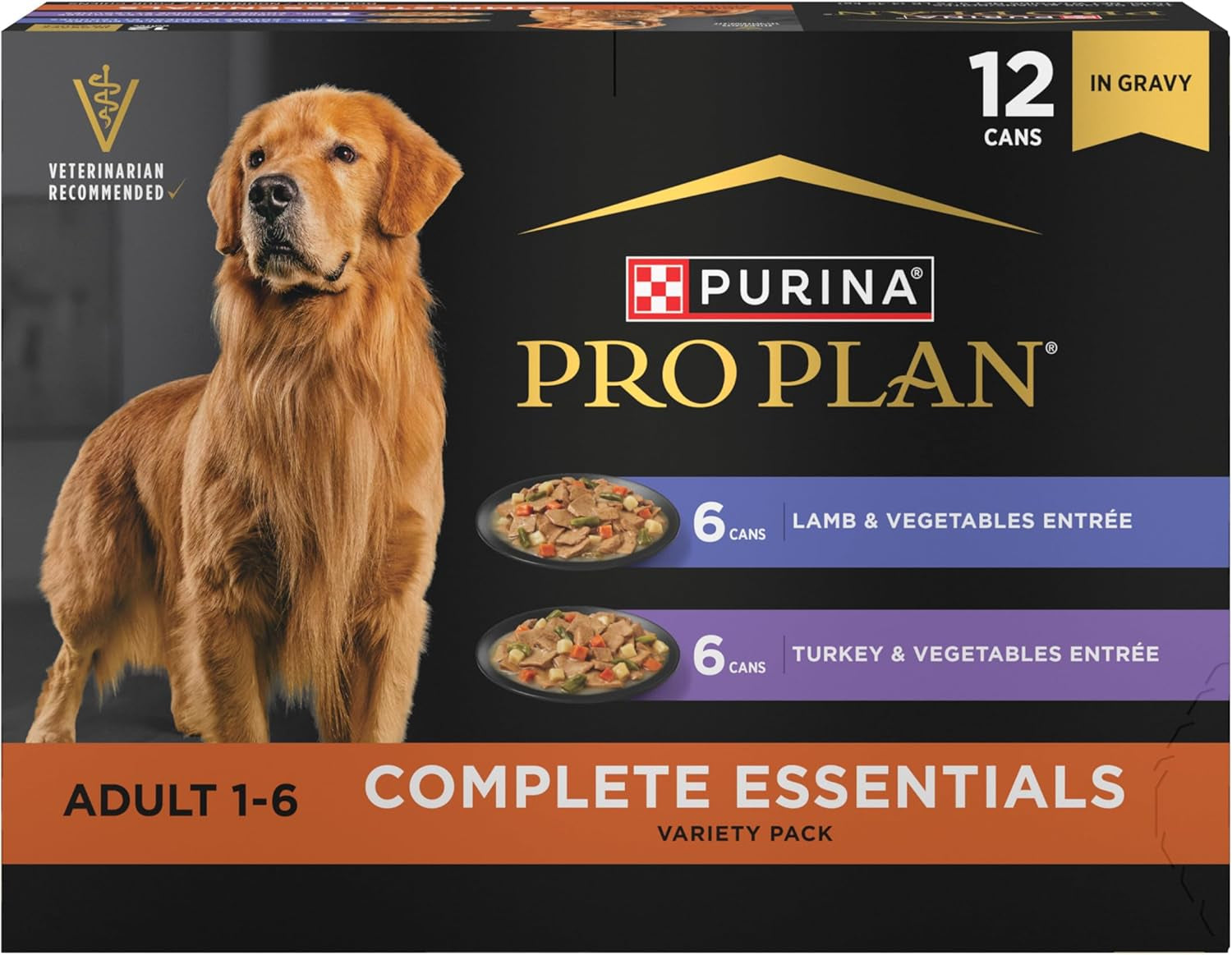 Complete Essentials Wet Dog Food, Lamb and Vegetables and Turkey and Vegetables in Gravy Variety Pack - (Pack of 12) 13 Oz. Cans
