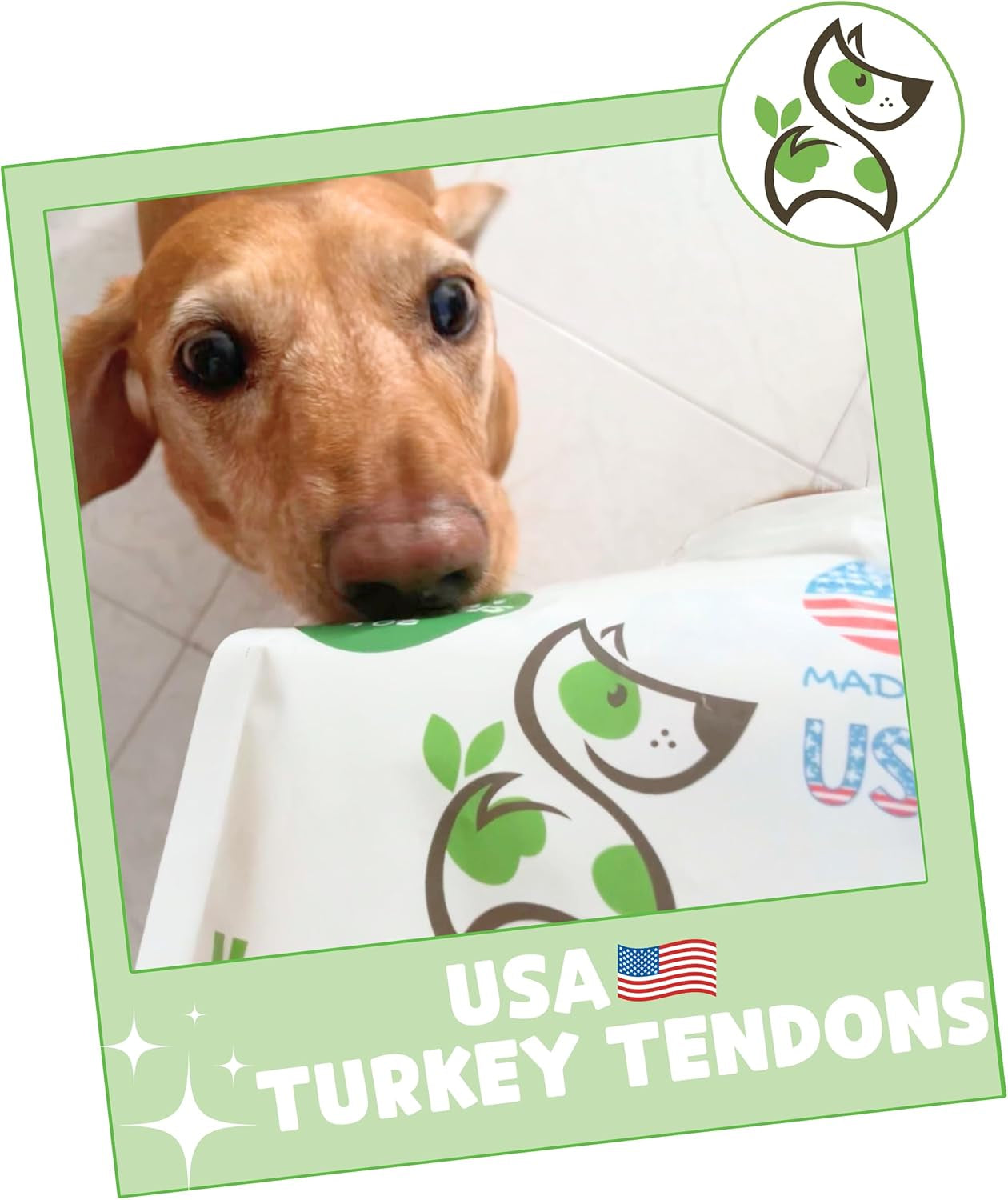 USA Turkey Tendons for Dogs (8Oz) - Delicious Grain Free Reward Snack for Small, Medium & Large Breeds - Premium Natural Dog Chew Treats