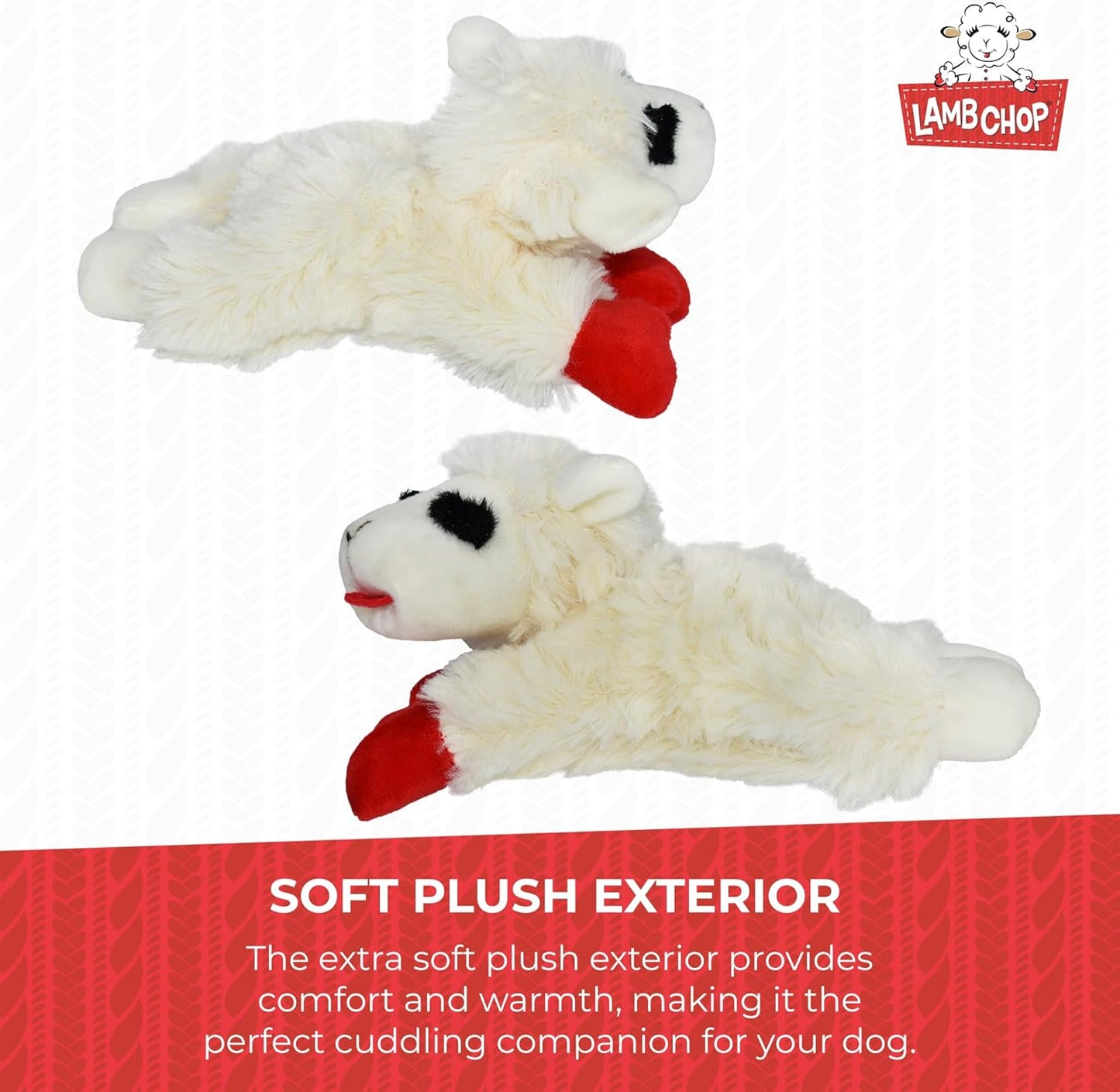 Lamb Chop Dog Plush Toy - Squeaky Toy for All Dogs - Extra Soft Plush - Stuffed Animal Dog Toy for Cuddling & Playing - Cute Pet Toy (6", Cream)