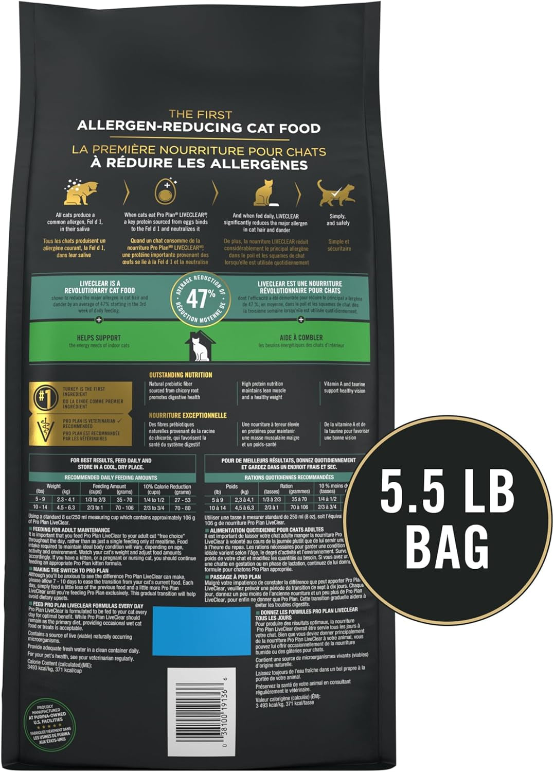 Indoor Cat Food Liveclear Cat Allergen Reducing Turkey and Rice Formula - 5.5 Lb. Bag