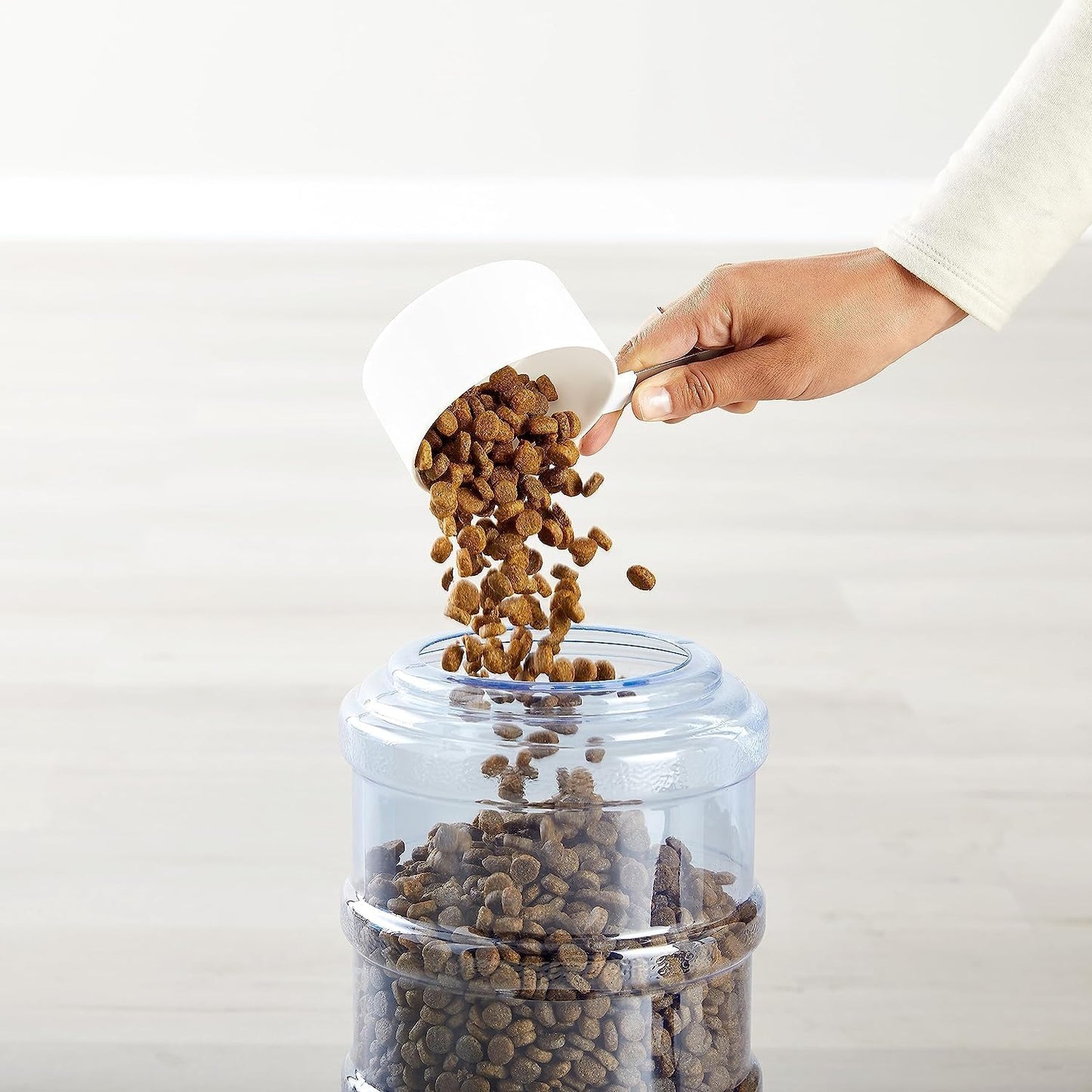 Automatic Dog Cat Water Dispenser Gravity Feeder Set, Pack of 2, Small, 6-Pound Food Capacity, 1-Gallon, Gray