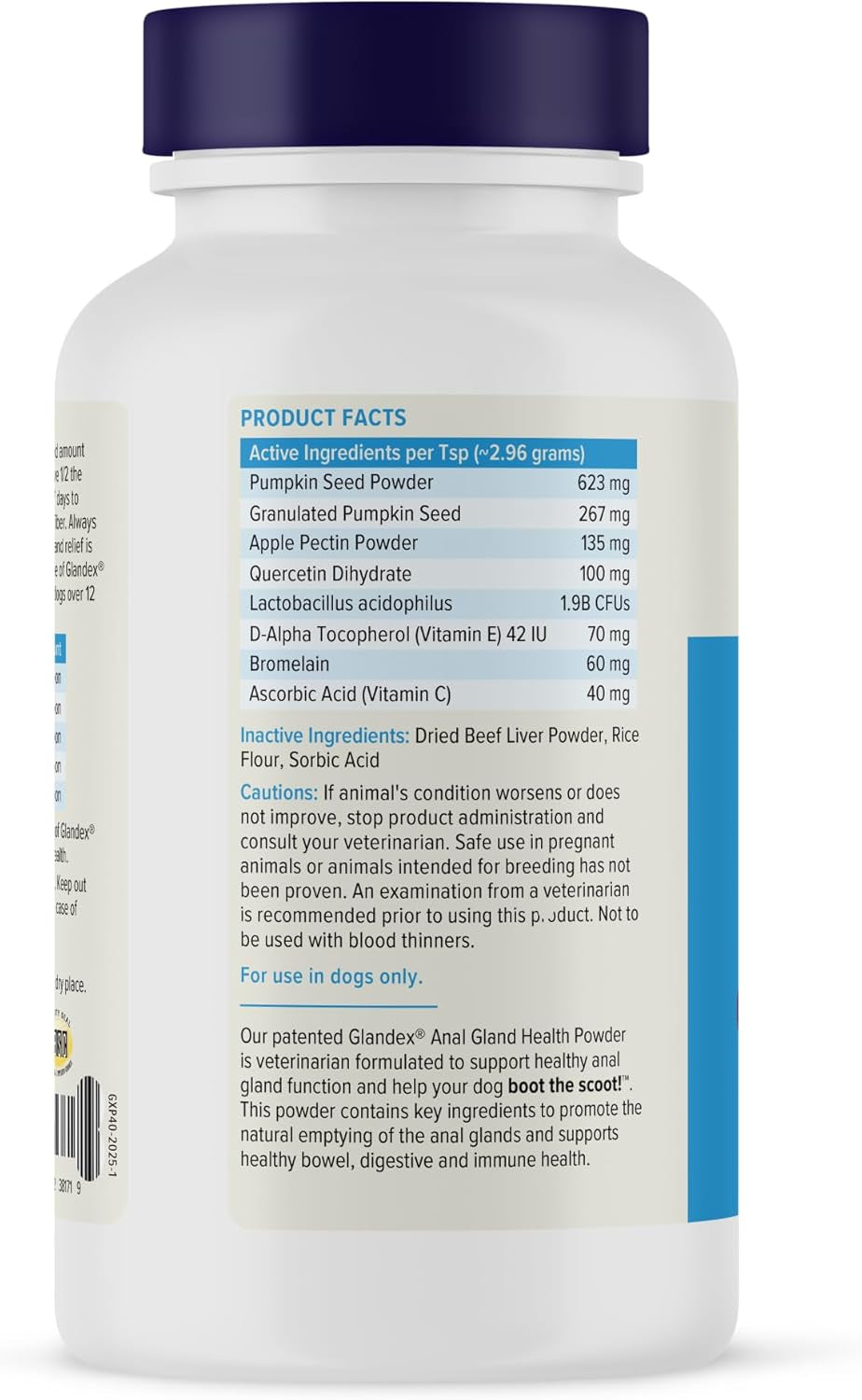 Glandex Dog Fiber Supplement Powder for Anal Glands with Pumpkin, Digestive Enzymes & Probiotics - Vet Recommended (Regular or Advanced Strength) - Boot the Scoot (4.0Oz Powder, Beef Liver)