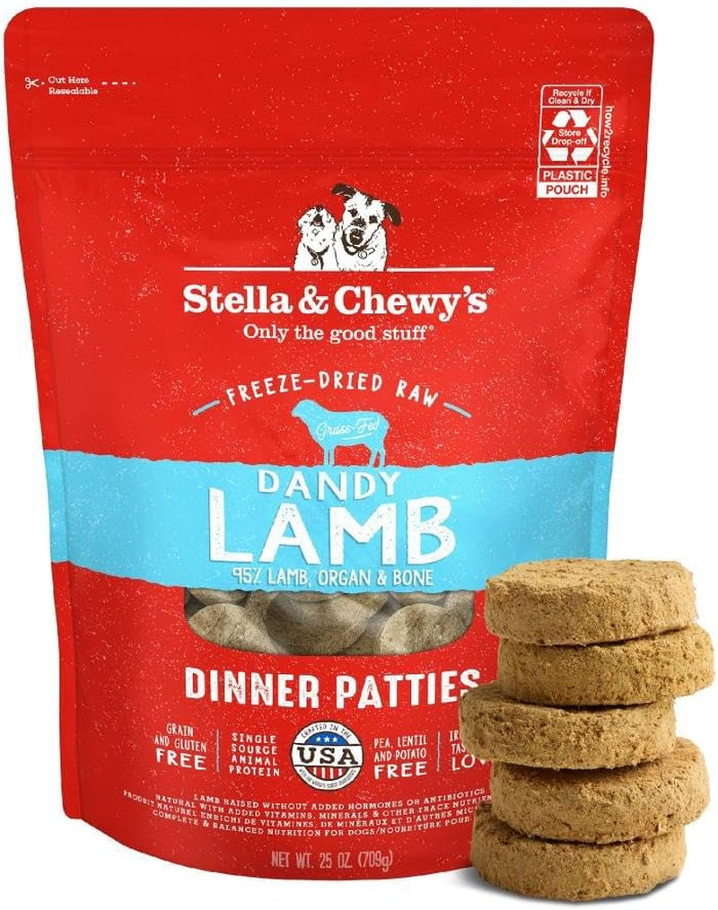 Freeze-Dried Raw Dinner Patties - Dandy Lamb Recipe - High Protein Grain-Free Puppy & Dog Food - Perfect for Picky Eaters - 25 Oz
