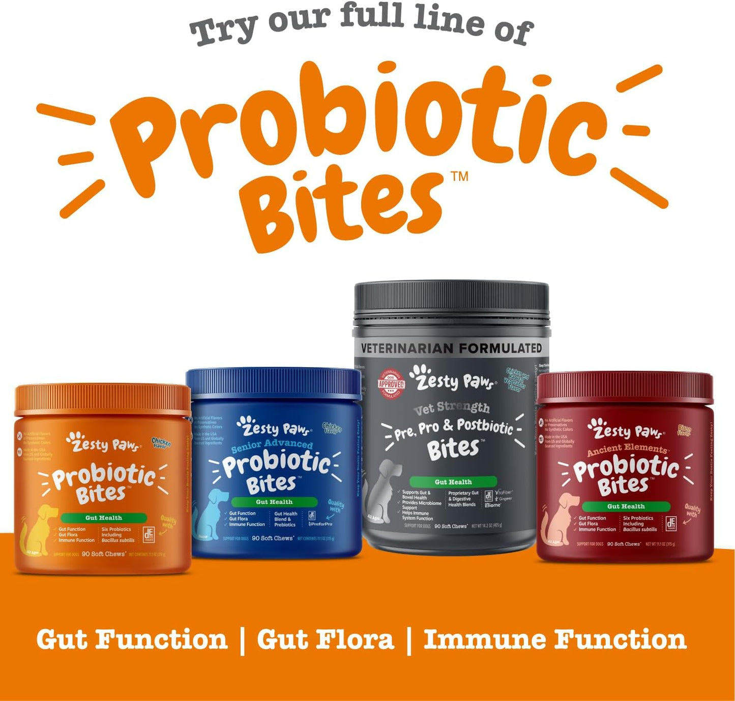 Vet Strength Probiotics for Dogs, Digestive Health & Gut Flora Support, Dog Supplements, 90 Count