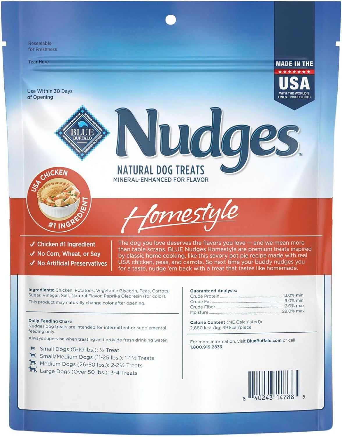 Nudges Homestyle Natural Dog Treats Made with Real Chicken, Made in the USA, Chicken, 10-Oz Bag