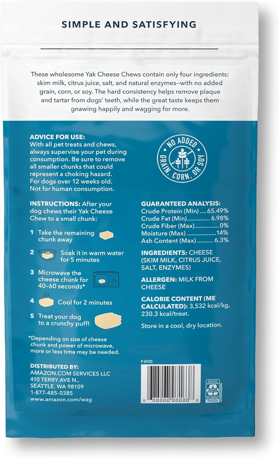 Amazon Brand - Yak Cheese Himalayan Dog Chews, Dog Treats for Medium Size Dogs, All Natural, High Protein for Aggressive Chewers, 15-35 Lbs, 3 Count, 6.9 Oz