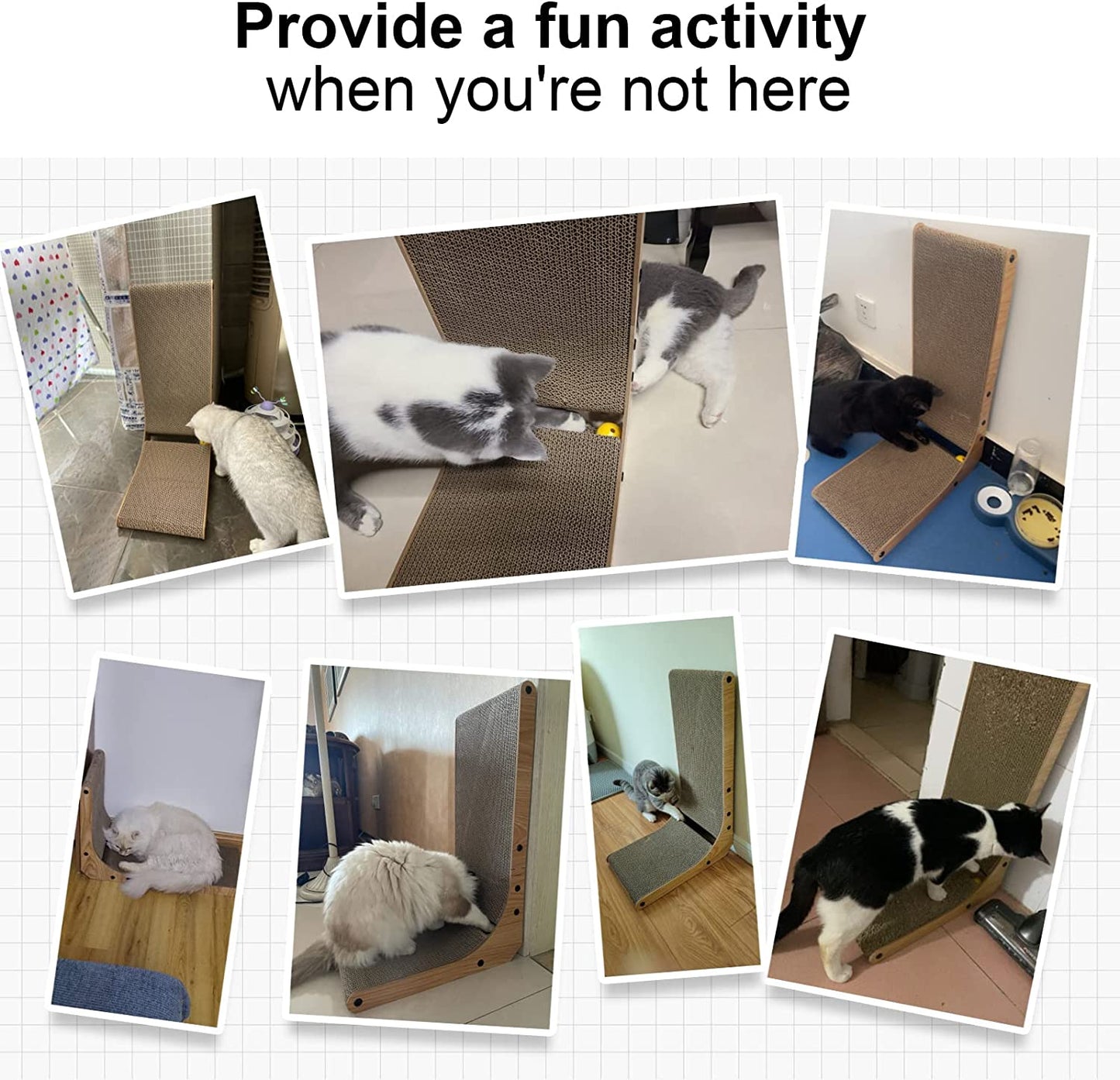 Cat Scratcher, 18.7 Inch L Shape Cat Scratch Pad Wall Mounted, Cat Scratching Cardboard with Ball Toy for Indoor Cats