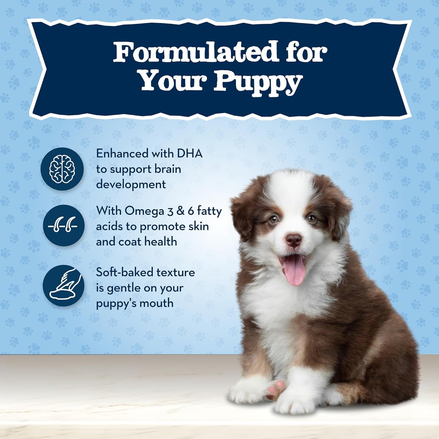 Baby BLUE Soft Biscuits with DHA, Natural Dog Treats for Puppies, Great for Training, with Chicken & Carrots, 8-Oz. Bag