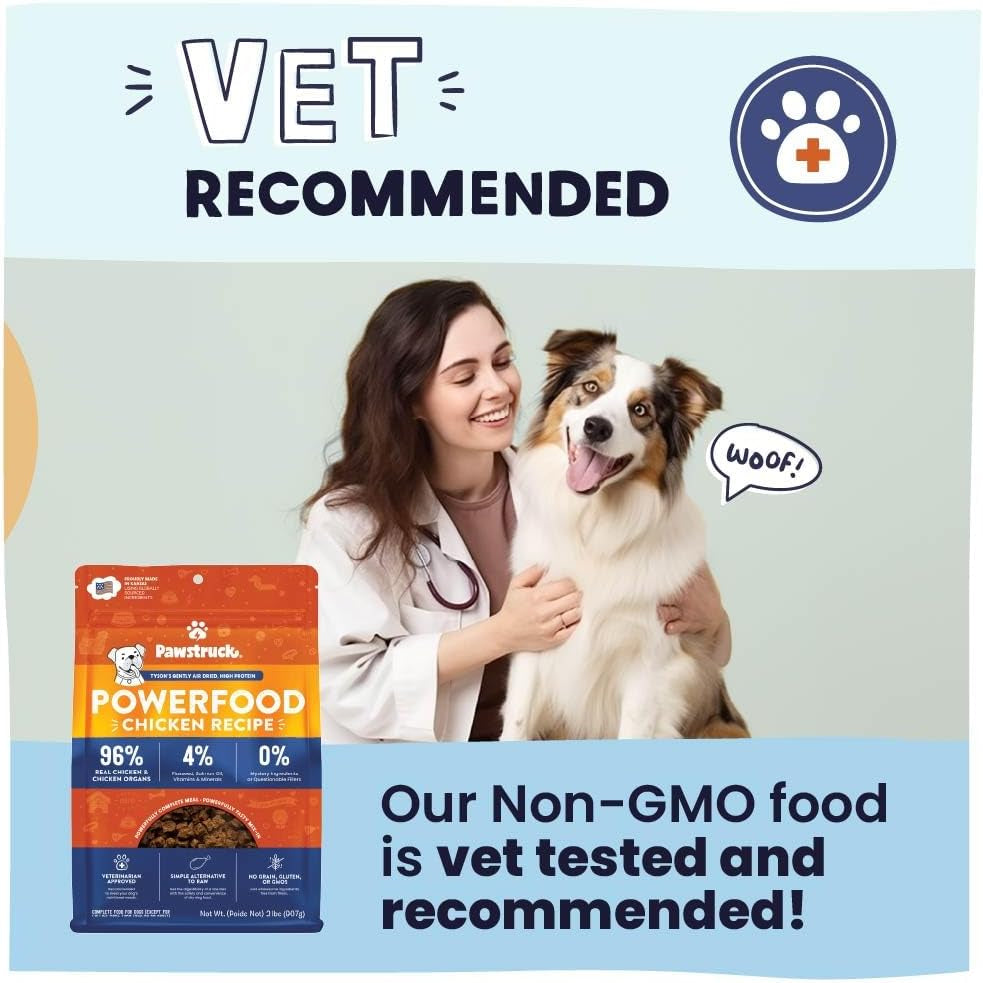 Air Dried Dog Food with Real Chicken, Grain-Free, Made in USA, Non-Gmo & Vet Recommended, High Protein Limited Ingredient Full-Feed for All Breeds & Ages, 2Lb Bag