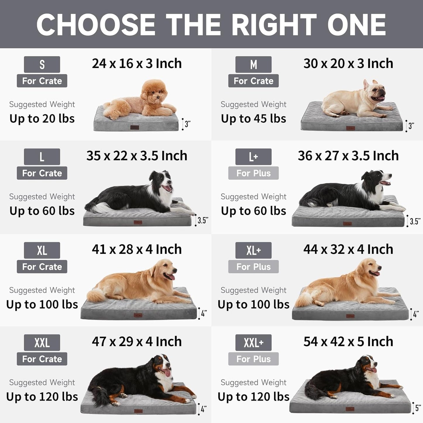 41 Inches Orthopedic Waterproof & Machine Washable Dog Bed for Large Pets, Suitable for Crates, 25D Egg Crate Foam, Non-Slip Bottom & Removable Cover(Gray)