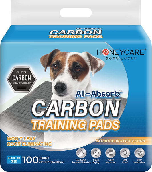 All-Absorb Puppy Training Pads | Doggie Potty Pads Absorb Eliminating Urine Odor, Ultra Charcoal Dog Pee Pad (Carbon, L 22X23 Inch, 100Ct)
