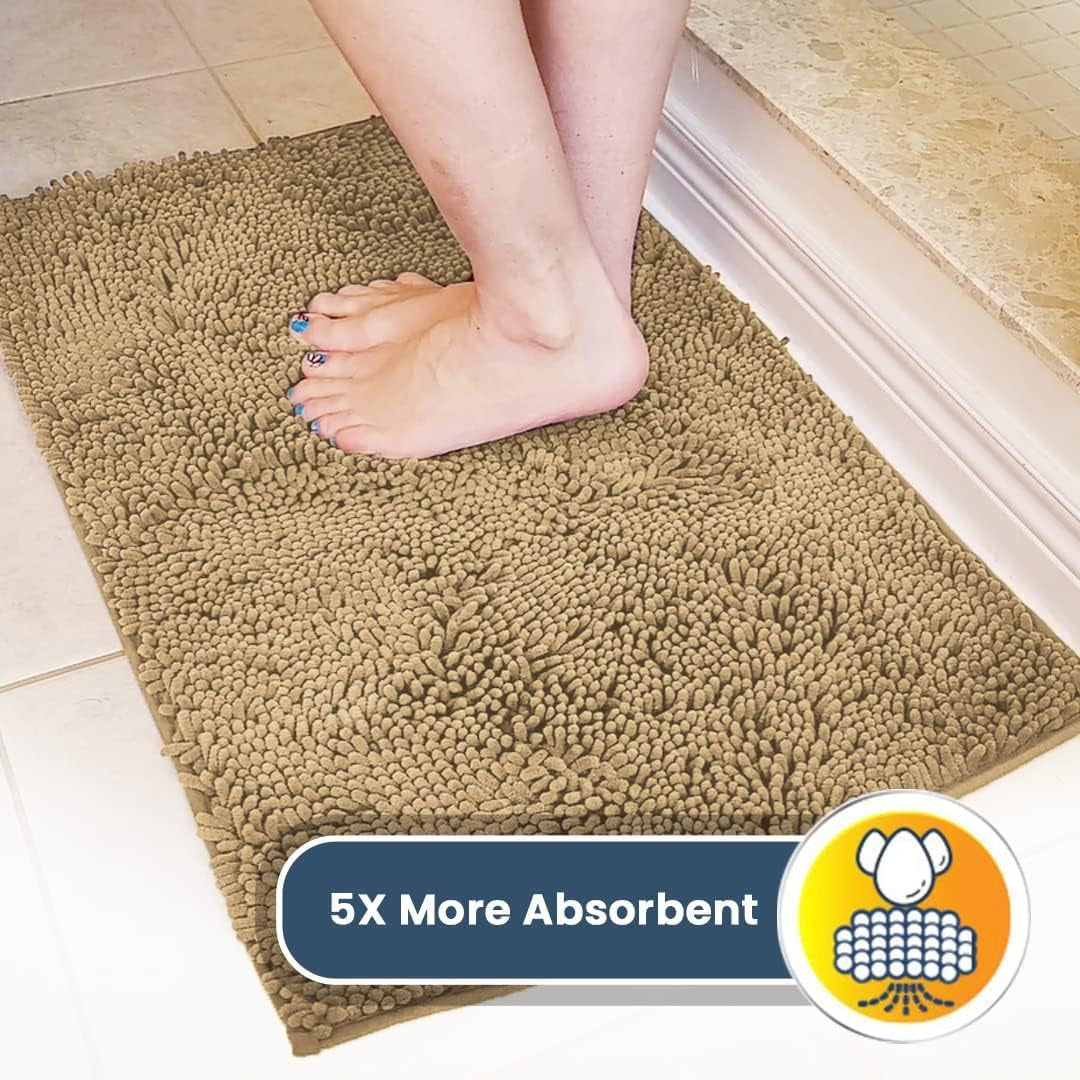 ® Shown on TV – Super Absorbent Door Mat Indoor, Microfiber Quick Dry Chenille Entryway Rug, Non-Slip Front Door Mat, Indoor Mats for Entryway, Machine Washable Pet Rug, Beige 24"X36"